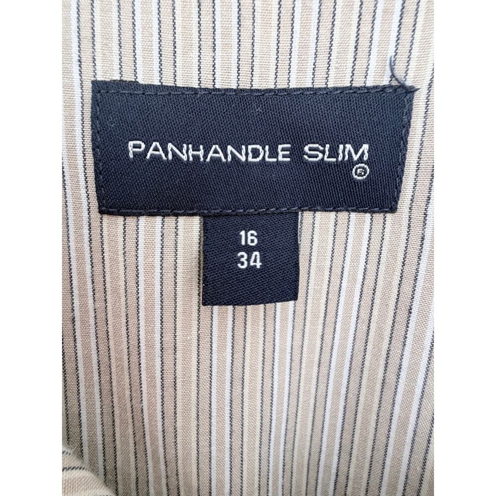 Panhandle Slim Western Shirt Mens 16 34 Beige Striped Snap Button Cowboy Shirt - Picture 3 of 4